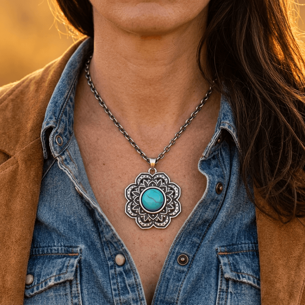 Turquoise Lotus Necklace