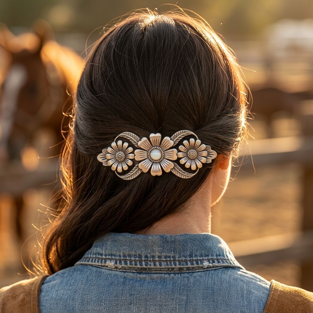 Vintage Silver Daisy Flower Hair Clip