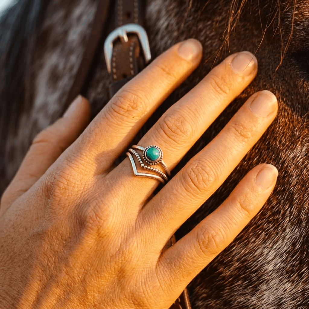 Bohemian Synthetic Turquoise Retro Enamel Ring
