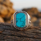 Vintage Silver Turquoise Rectangle Ring