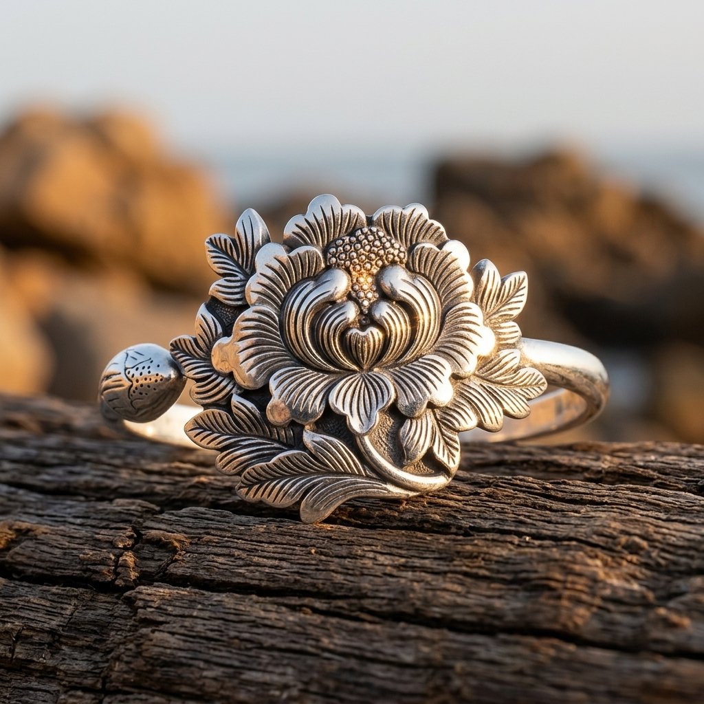 Vintage Silver Filigree Flower Open Ring