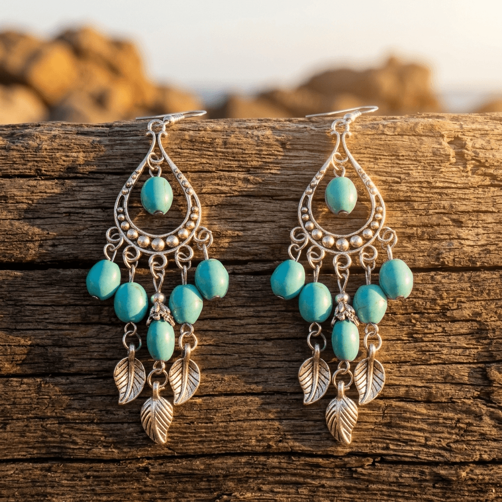 Wild Leaf Gold Plated Drop Earrings