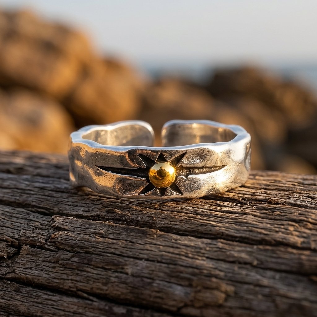 Retro Brass Flower Star Adjustable Ring