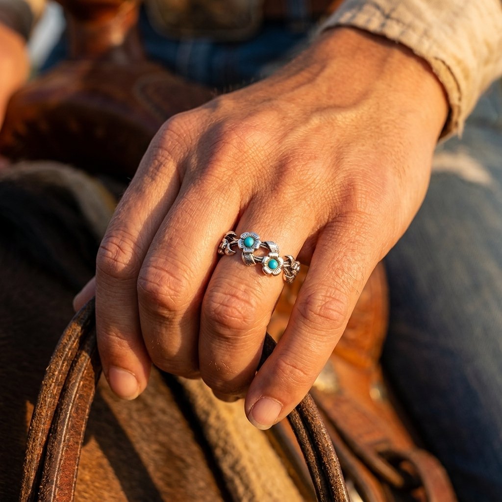 Vintage Silver Turquoise Flower Ring