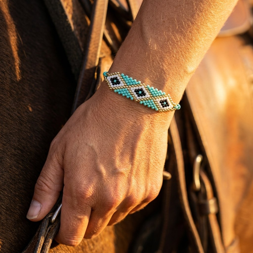 Turquoise Seed Bead Three Eye Bracelet