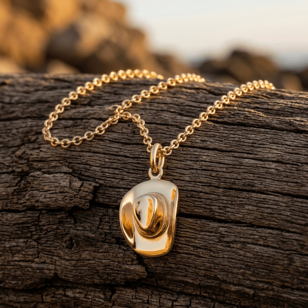 Cowgirl Crown Gold Pendant Necklace