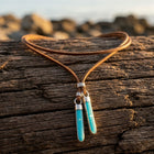 Boho Leather Turquoise Pendant Necklace