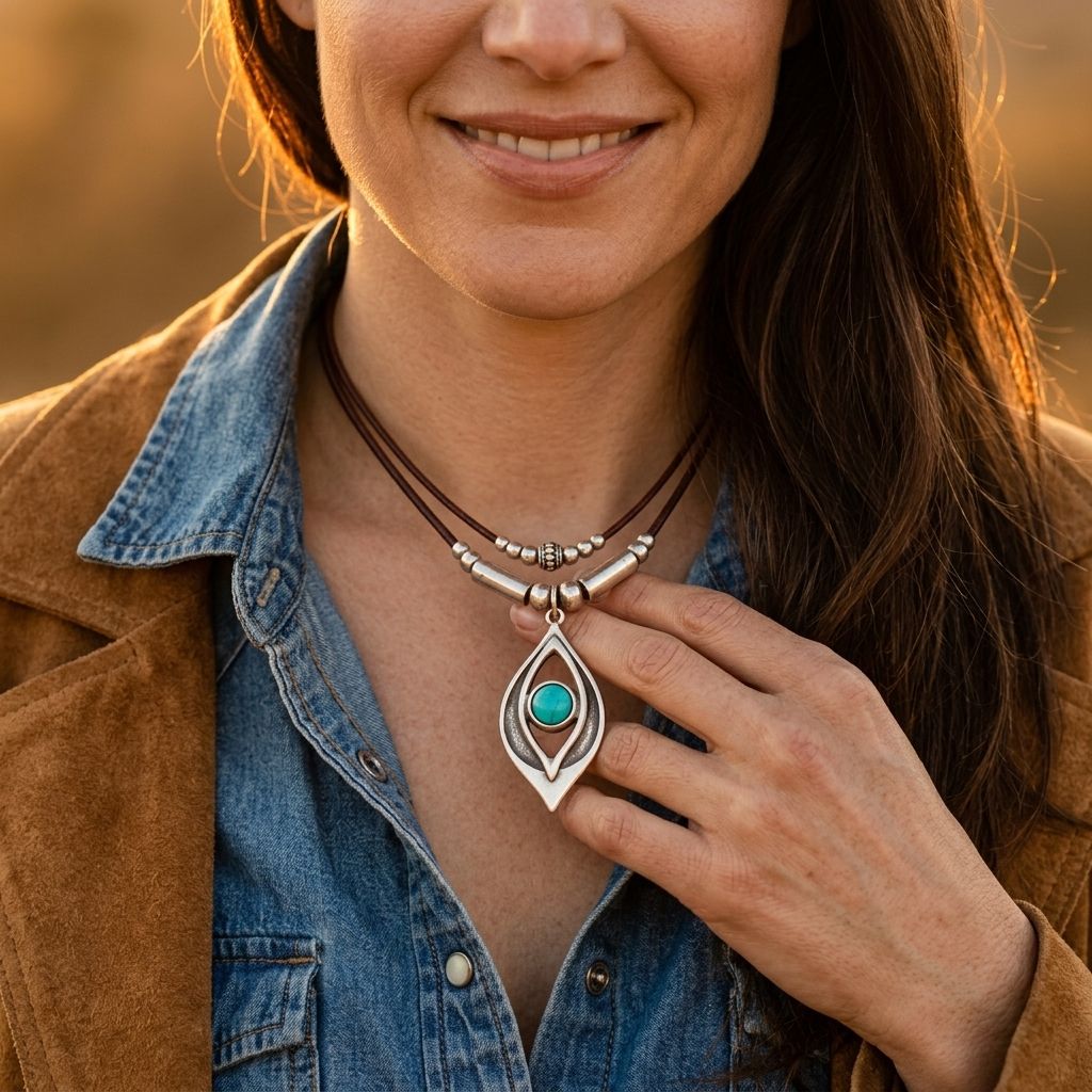 Boho Copper Turquoise Teardrop Necklace