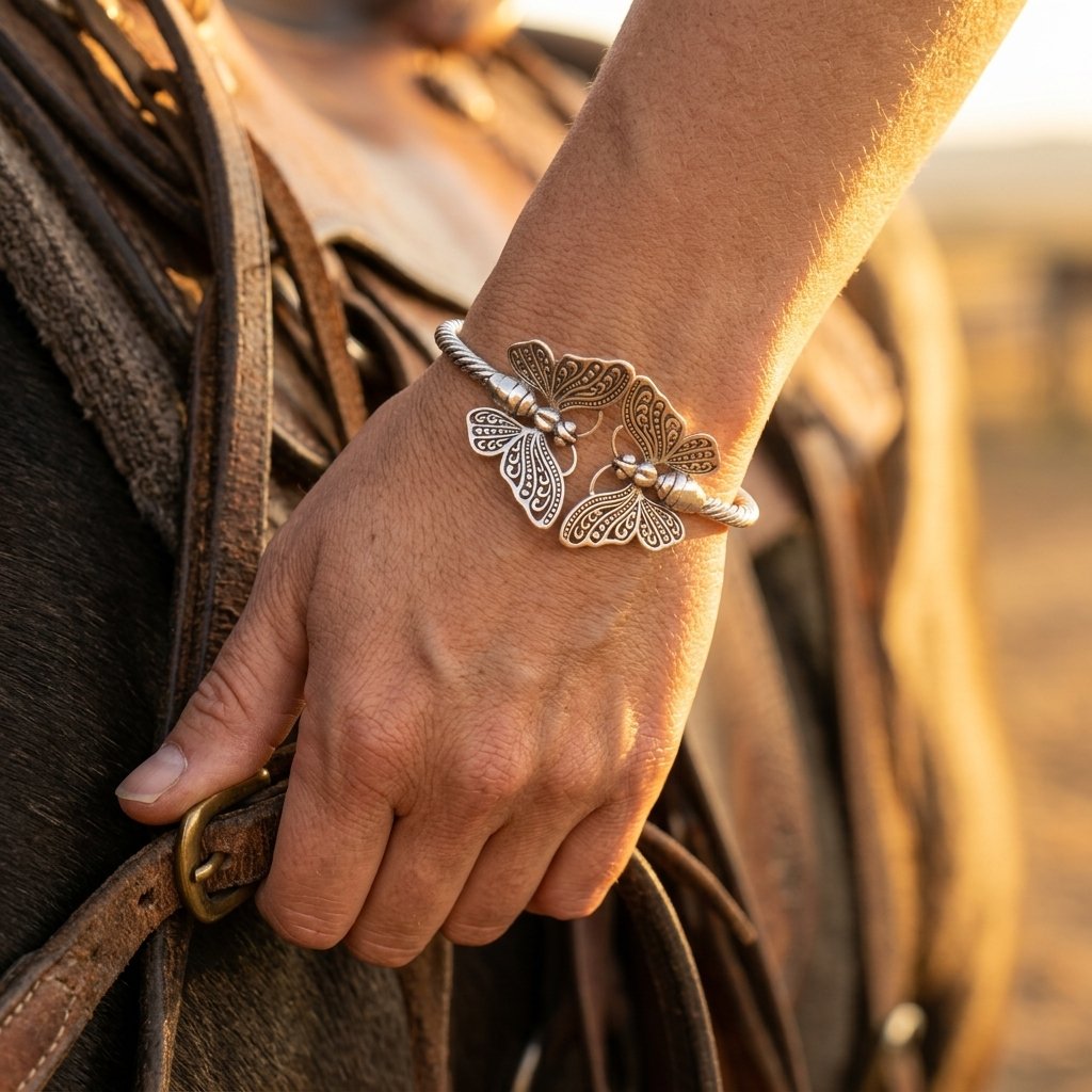 Vintage Silver Filigree Butterfly Bracelet