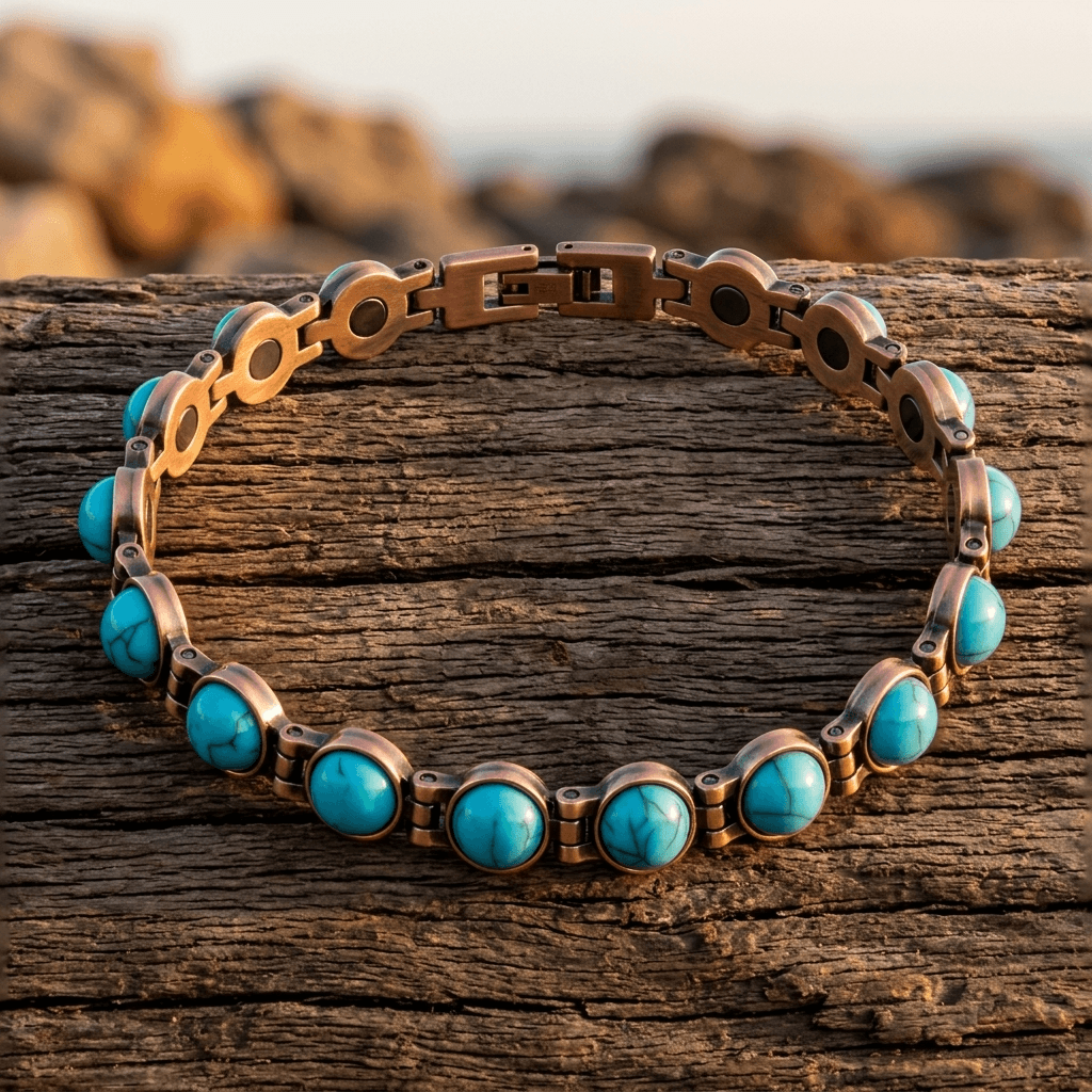 Copper Turquoise Magnetic Stone Bracelet