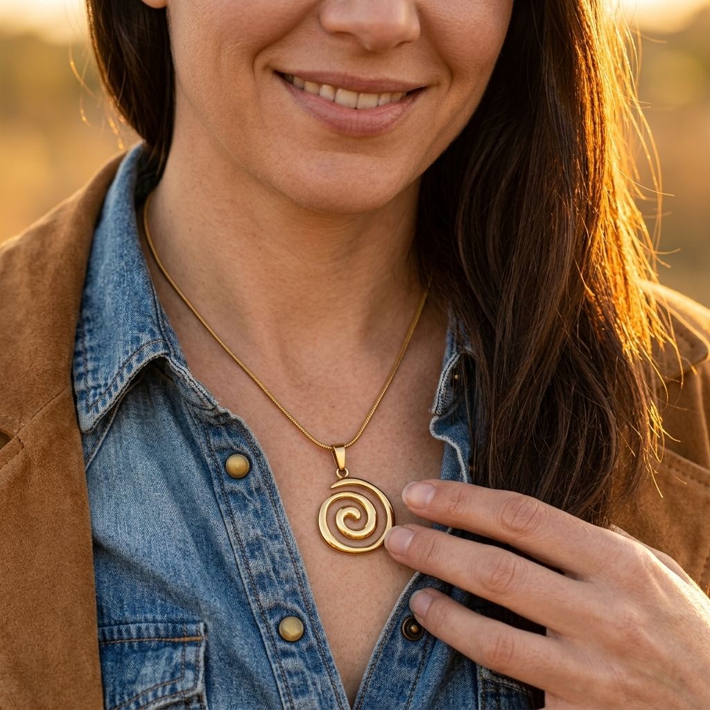 Bohemian Gold Swirl Thread Pattern Necklace