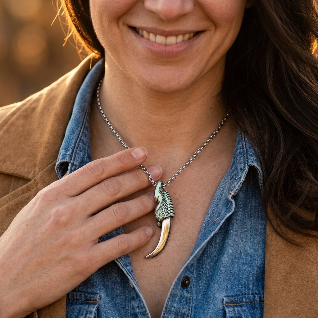 Vintage Silver Claw Tooth Pendant Necklace