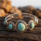 Boho Bronze Filigree Turquoise Oval Bracelet