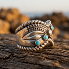 Bohemian Turquoise Inlay Wide Ring