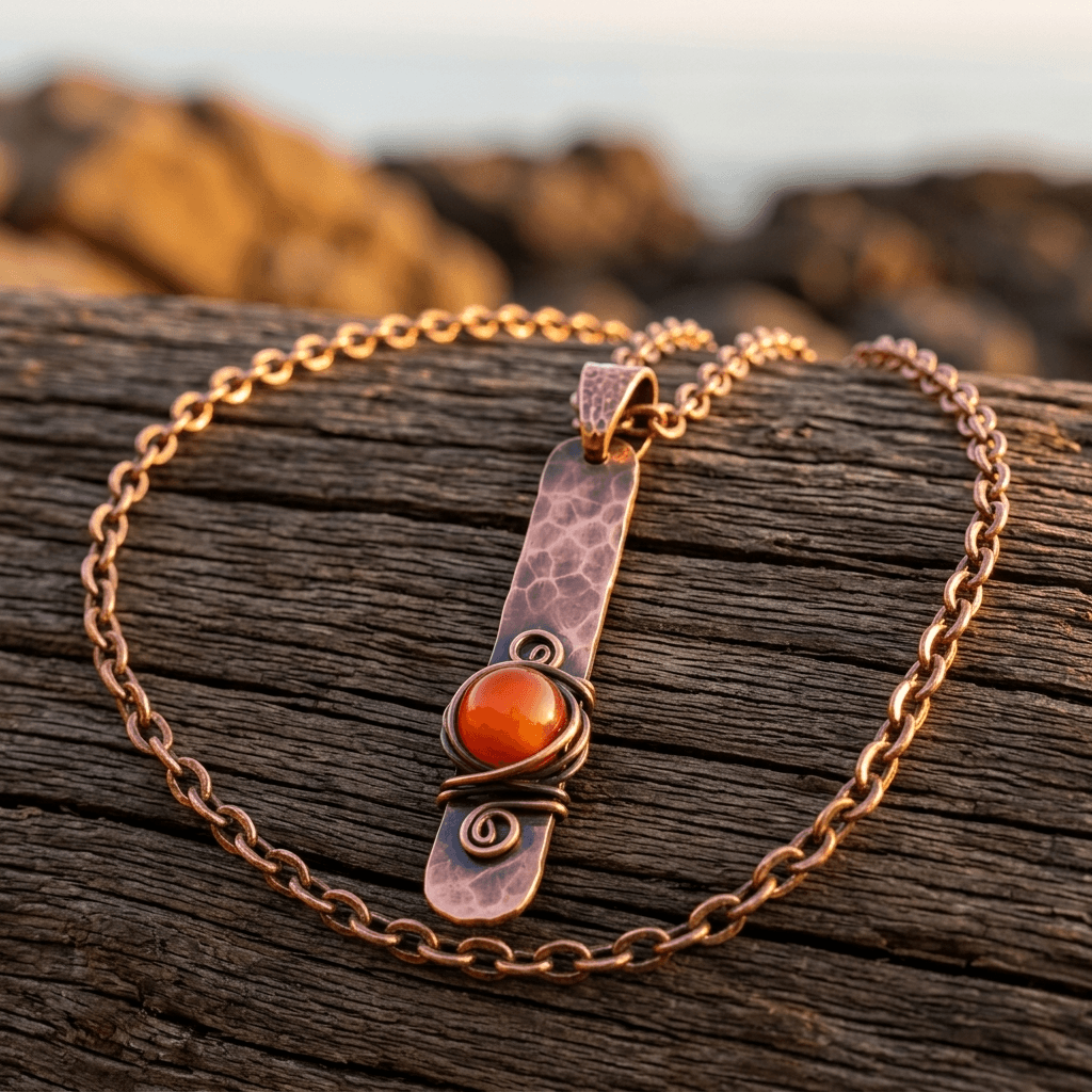 Vintage Gold Engraved Gemstone Pendant Necklace