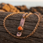 Vintage Gold Engraved Gemstone Pendant Necklace