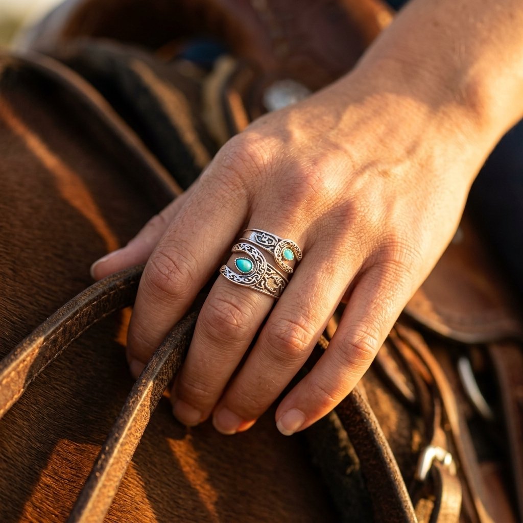 Vintage Bronze Filigree Turquoise Ring