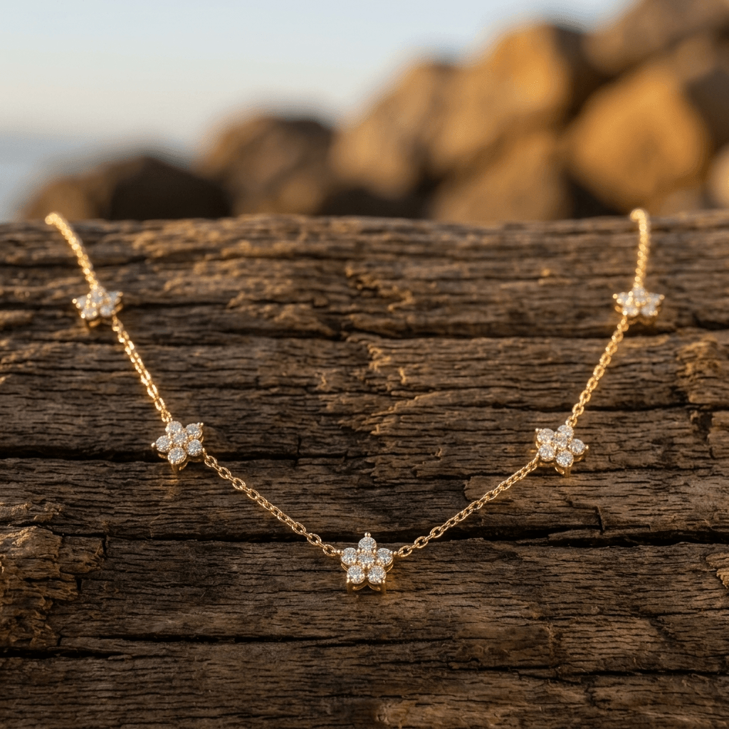 Vintage Floral Gold Chain Pendant Necklace