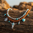 Vintage Silver Beaded Heart Turquoise Necklace