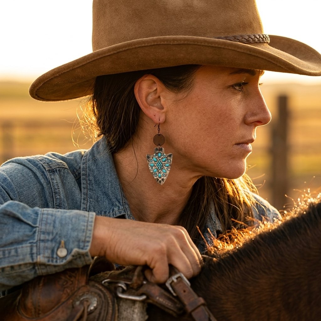 Boho Copper Turquoise Inlay Shield Earrings