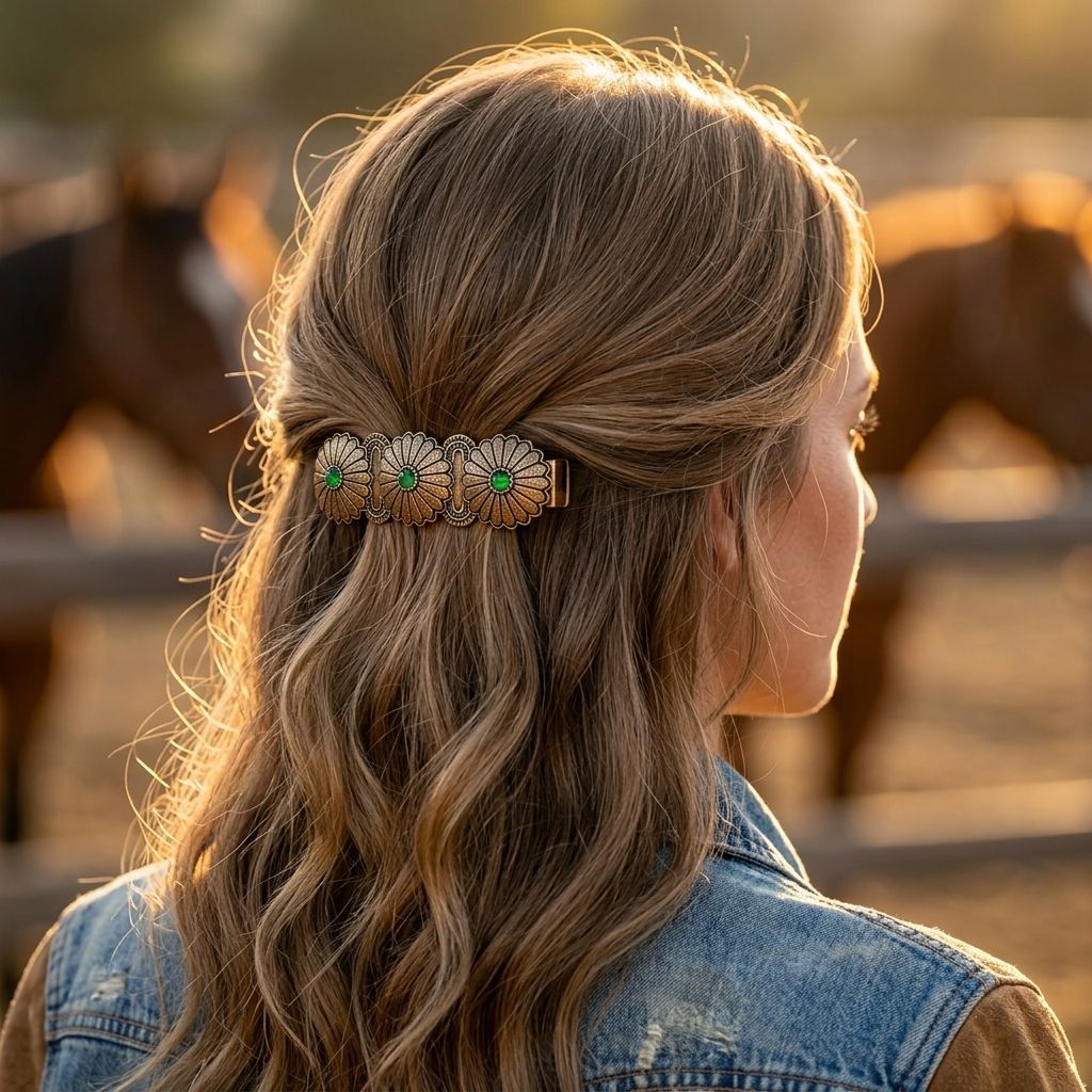 Rustic Gold Alloy Western Hair Clip