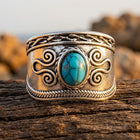 Boho Gold Turquoise Filigree Ring
