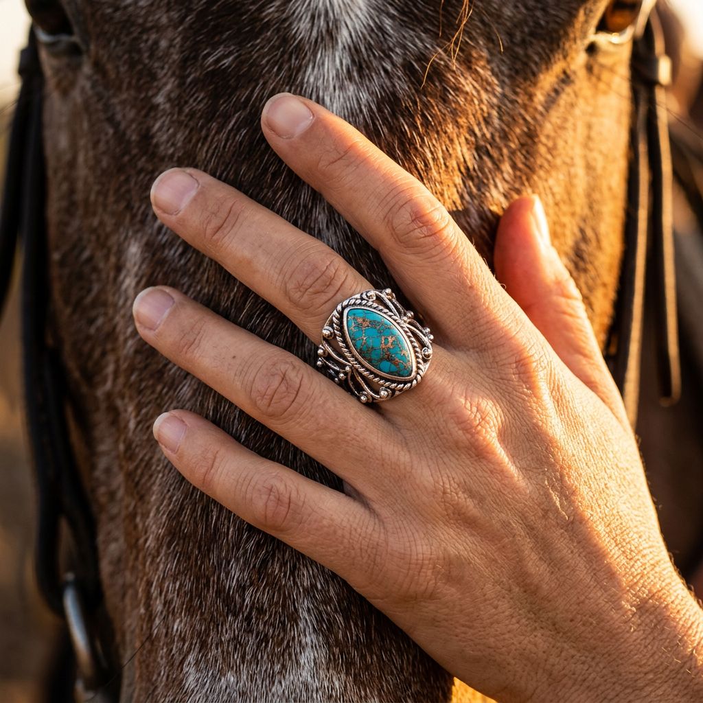 Vintage Silver Turquoise Oval Ring