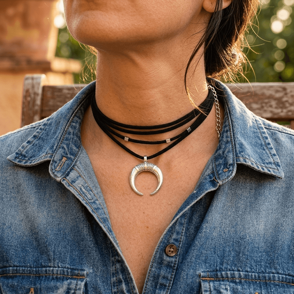 Wild Crescent Gold Pendant Necklace