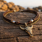 Western Brass Bull Skull Chain Bracelet