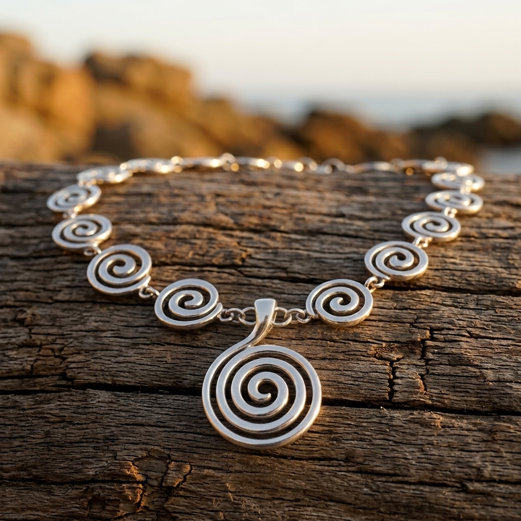 Silver Spiral Link Chain Bracelet
