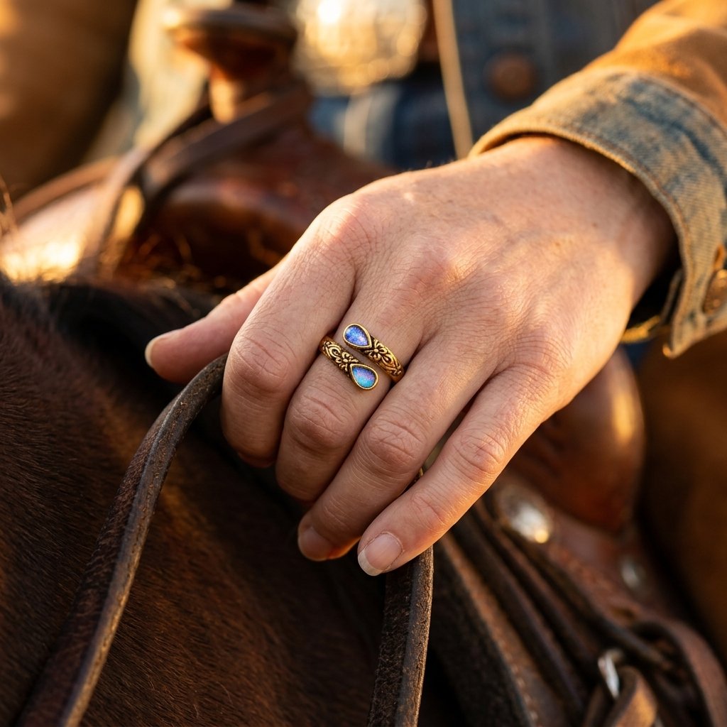 Vintage Gold Filigree Opal Teardrop Ring