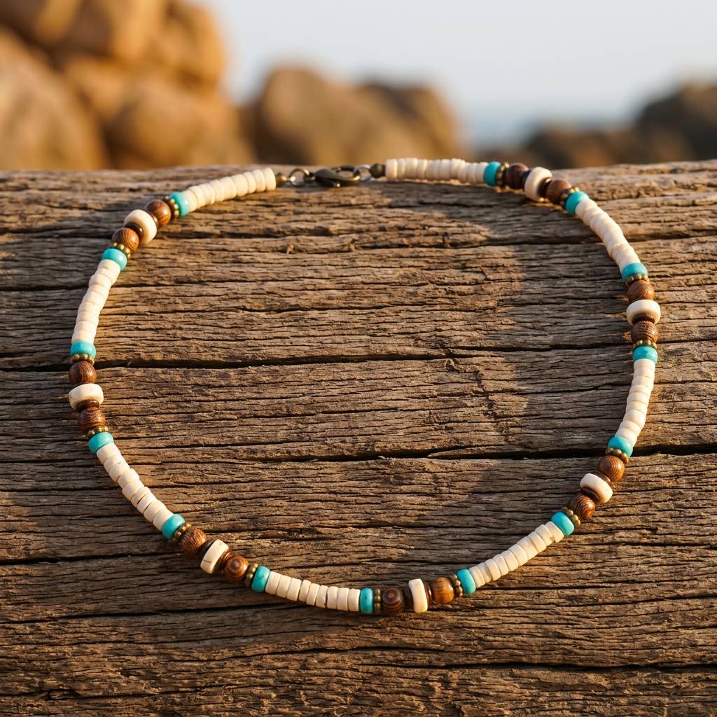 Boho Coconut Shell Turquoise Beaded Necklace