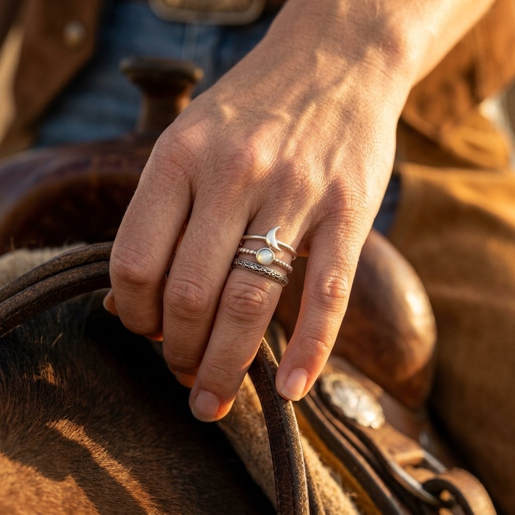 Celestial Silver Opal Moon Ring