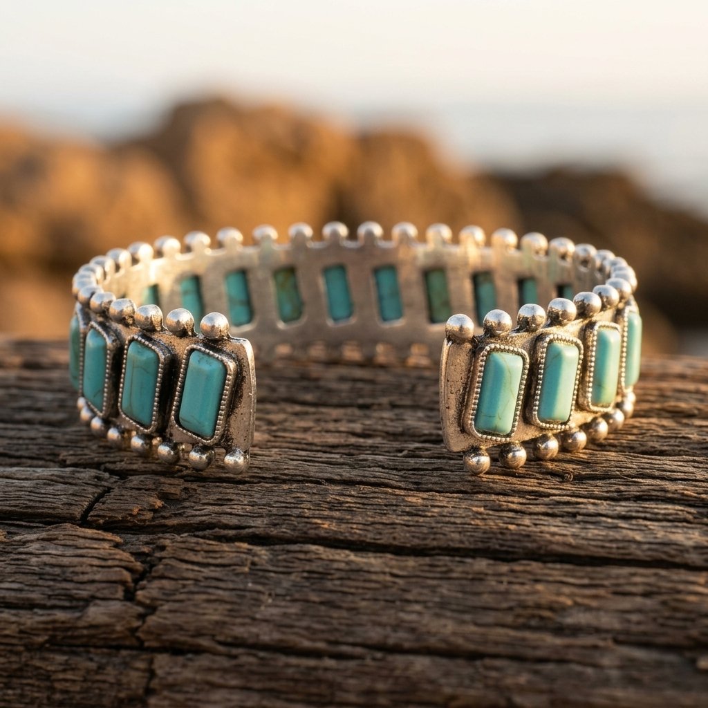 Southwestern Brass Turquoise Rectangle Bracelet