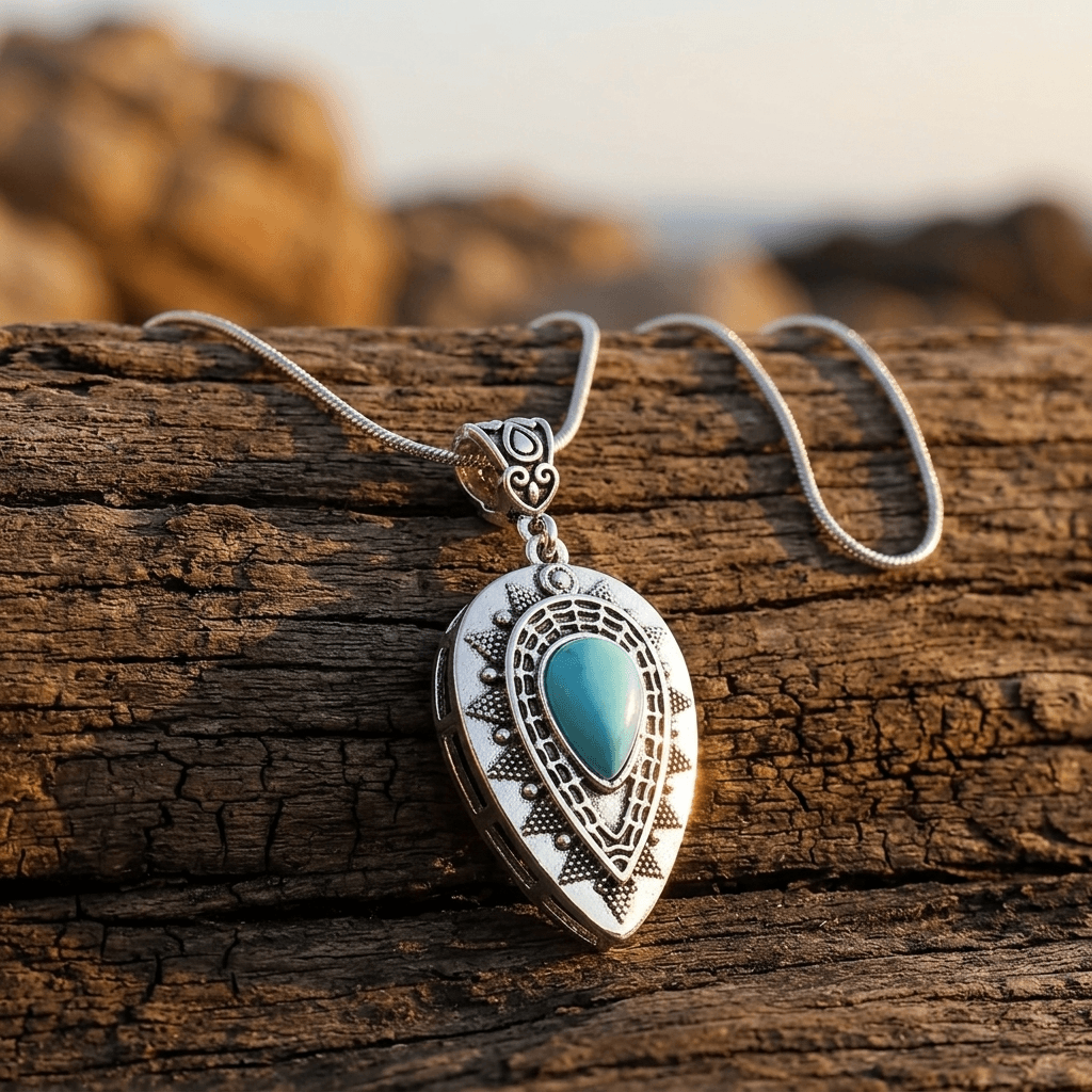 Vintage Turquoise Water Drop Pendant Necklace