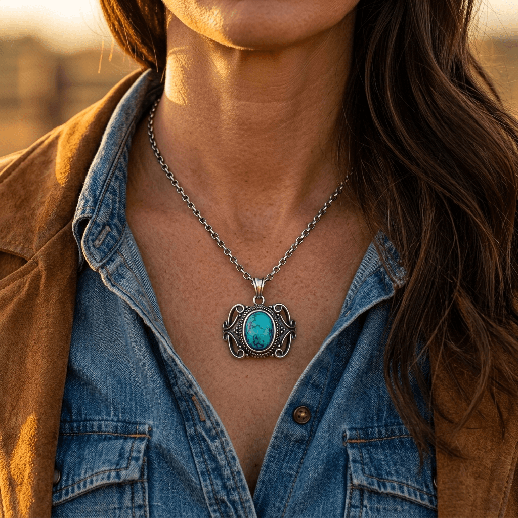 Outlaw Turquoise Stone Statement Necklace