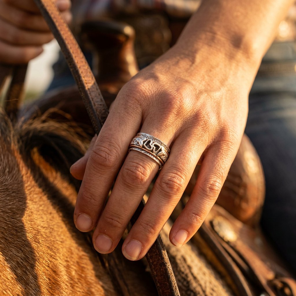 Boho Silver Floral Engraved Heart Spinner Ring
