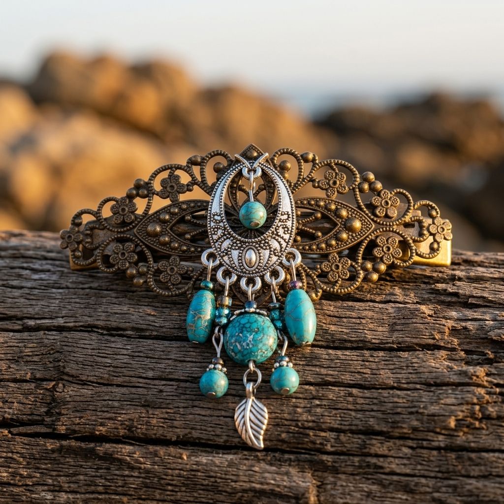 Victorian Gold Spring Loaded Tassel Hair Clip