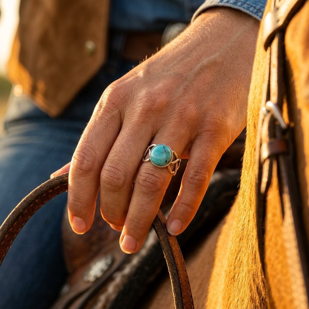Boho Silver Turquoise Round Ring
