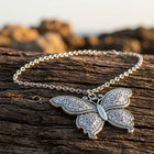 Vintage Silver Filigree Butterfly Necklace