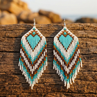 Bohemian Beaded Tassel Earrings Turquoise Heart Earrings