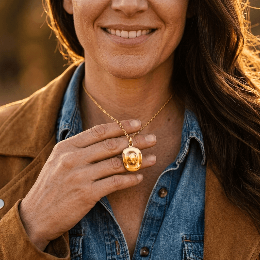 Cowgirl Crown Gold Pendant Necklace