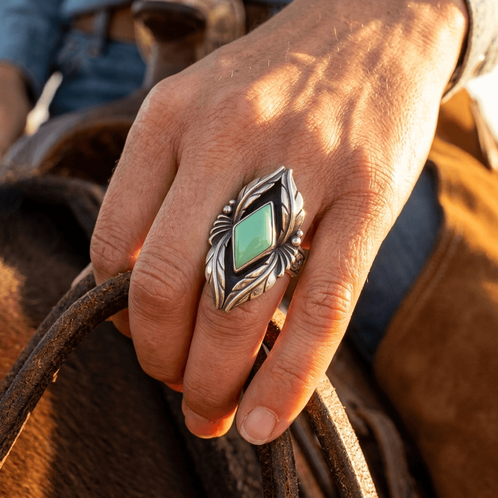 Retro Bohemian Turquoise Statement Ring