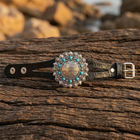 Bohemian Silver Turquoise Floral Leather Bracelet