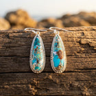 Boho Silver Turquoise Inlay Teardrop Earrings