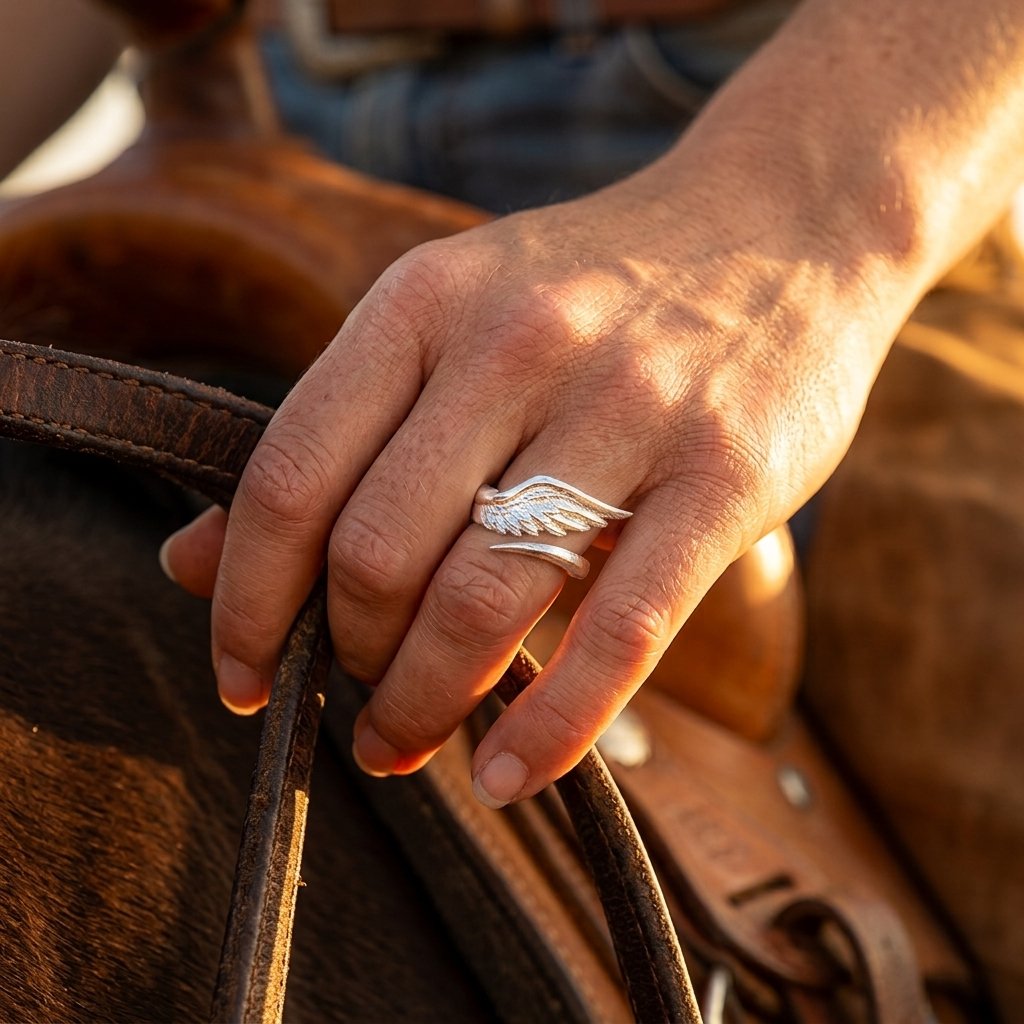 Vintage Gold Silver Angel Wing Ring