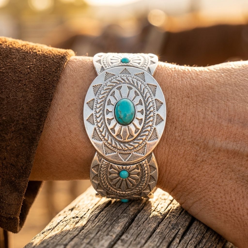 Southwestern Silver Turquoise Filigree Bracelet
