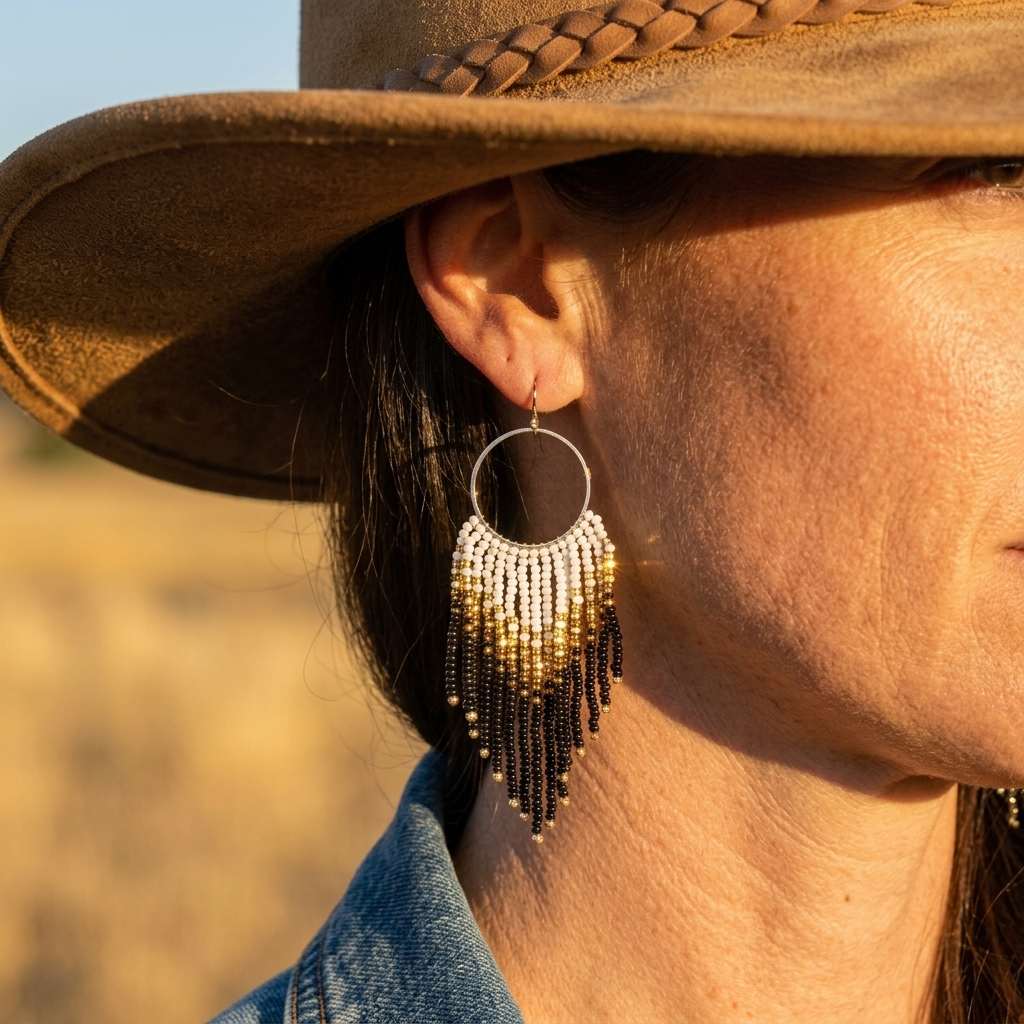 Bohemian Gradient Beaded Tassel Earrings