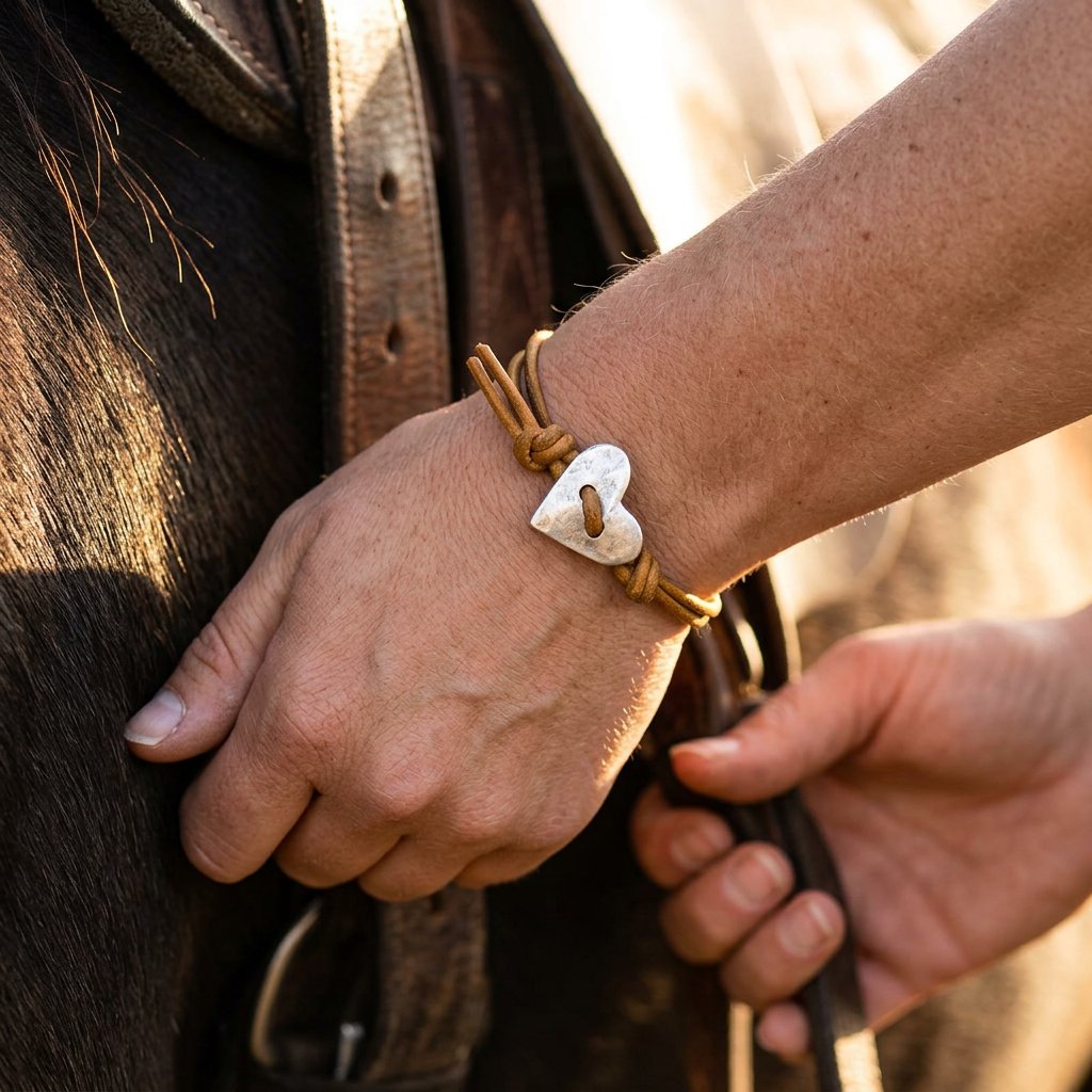 Boho Tan Leather Hammered Silver Heart Bracelet