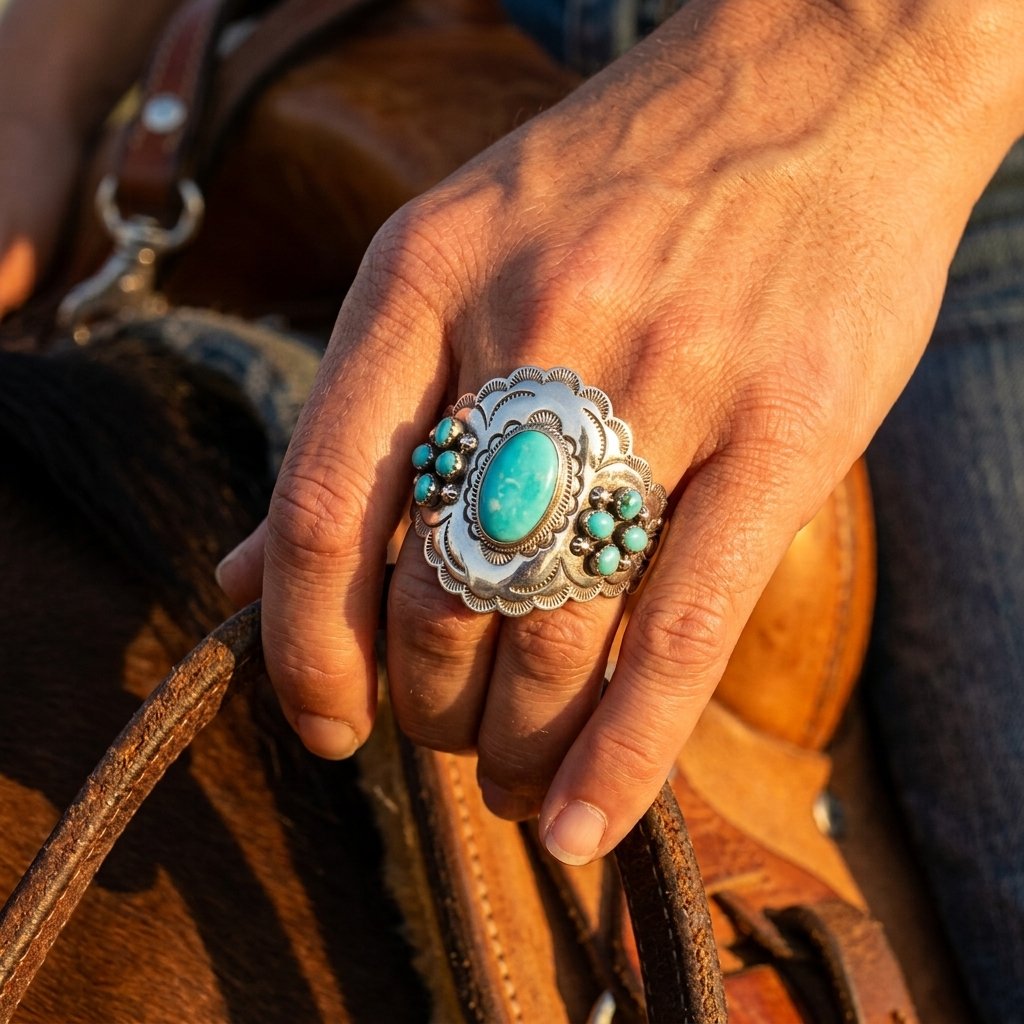 Vintage Silver Turquoise Filigree Ring